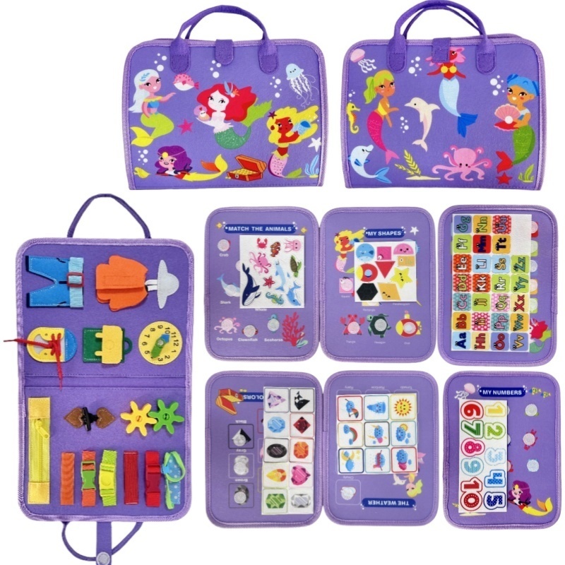 Kids Zip Toys - Развивающая сенсорная доска-бизиборд «Русалочка» для малышей,