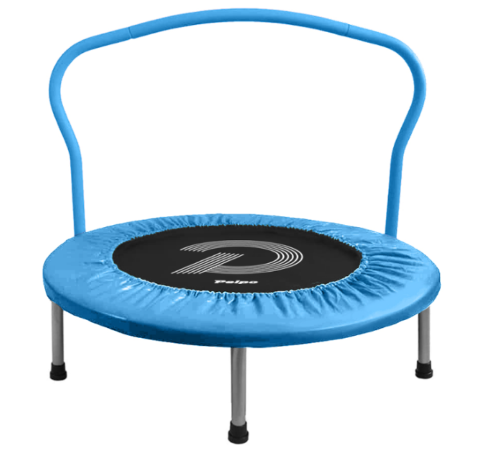 Trampoline Mini Indoor - Детский мини-батут с ручкой, синий, круглый,