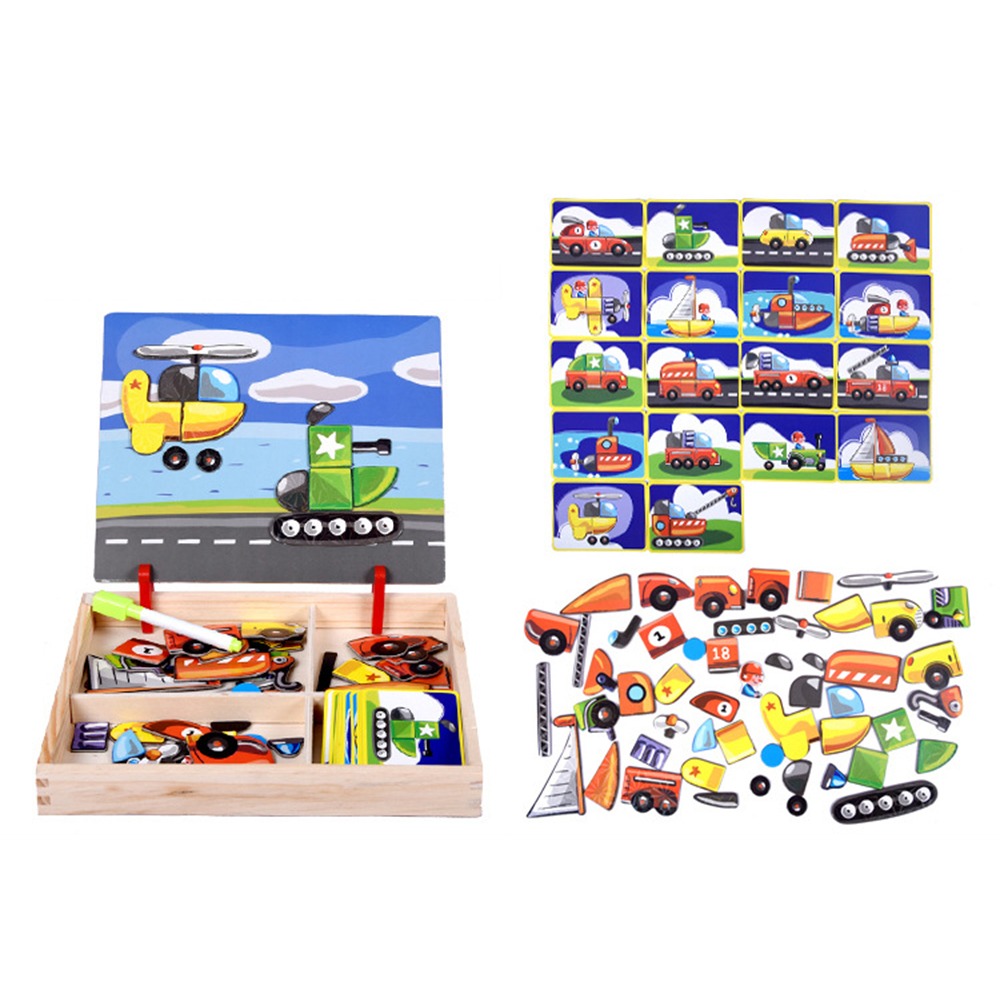 Kids Toys Drawing Easy - Деревянные магнитные 3D-пазлы с крышкой, развивающие