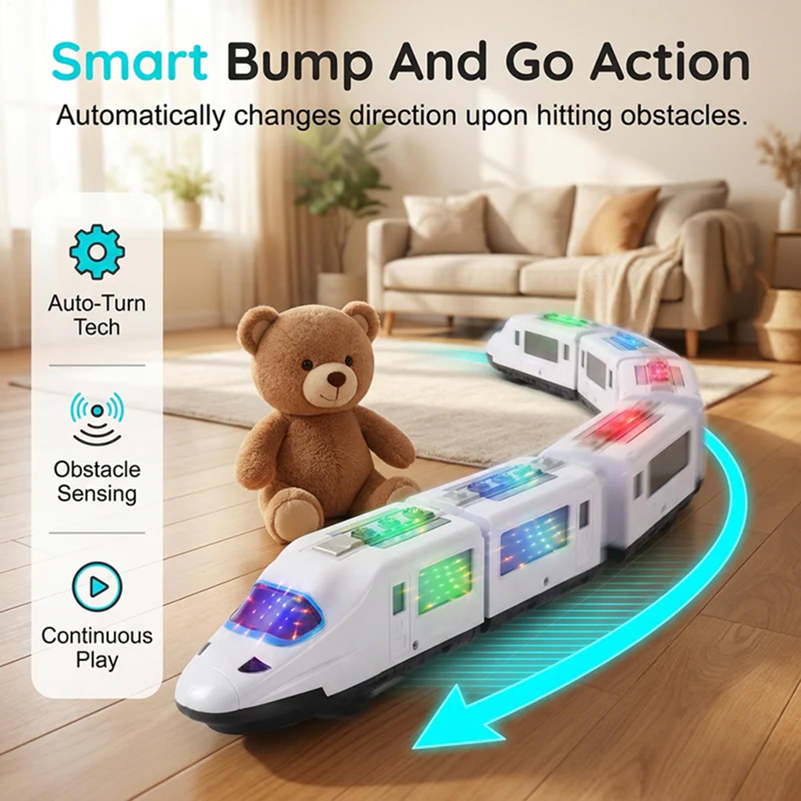 Kids Toys Electric - Интерактивный ретро-поезд для детей с подсветкой,
