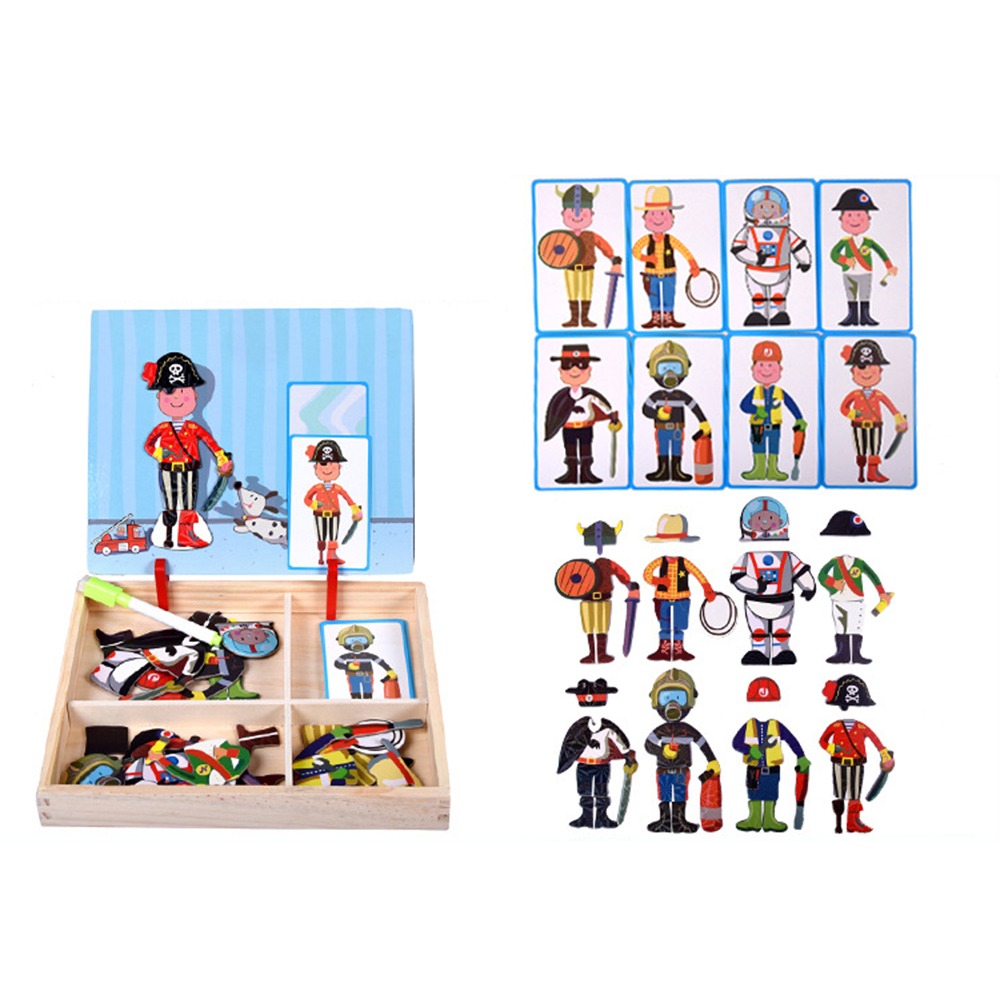 Kids Toys Drawing Easy - Деревянные магнитные 3D-пазлы с крышкой, развивающие